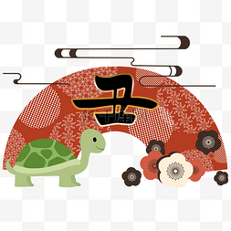 乌龟装饰日本风格扇子