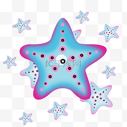 蓝粉色星星病菌插画