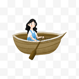 划船海报图片_大暑划船的女孩子