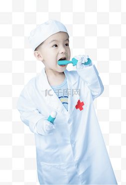 示范刷牙的小医生