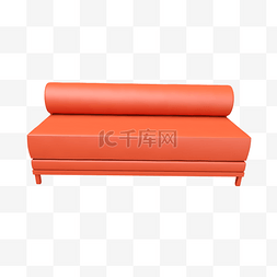 两人沙发图片_立体珊瑚色简约沙发C4D装饰