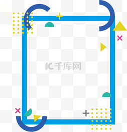 线条点线面图片_蓝色孟菲斯风格边框