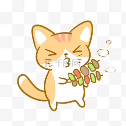 猫橘猫图片_吃烧烤的橘猫