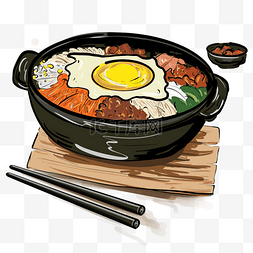 鸡汁豆腐拌饭图片_水彩韩式拌饭