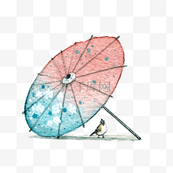 折伞图片_油纸伞粉色水蓝PNG古典中国风