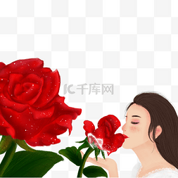 漂亮玫瑰花图片_漂亮的女人闻玫瑰花