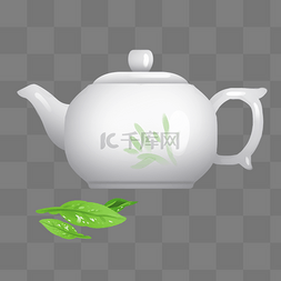 茶壶白色图片_白色陶瓷茶壶