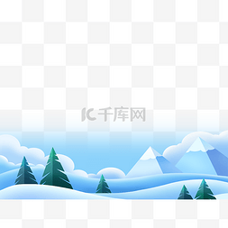 风景冬季图片_冬日松林装饰底框雪景风景雪山