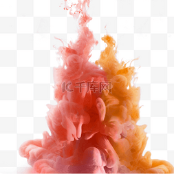 墨水烟雾图片_红色和橙色悬浮抽象墨水
