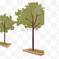 绿色树木插图图片_卡通绿色大树下载