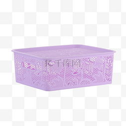 收纳盒图片_紫色镂空花纹塑料软篮收纳筐