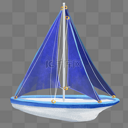 蓝色海上帆船插画