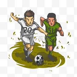 足球比赛装饰图片_足球比赛绿白双方攻防