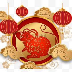 中国元素正红图片_2020农历新年红金新年快乐