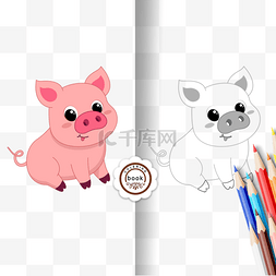 pig clipart black and white 粉红猪卡通