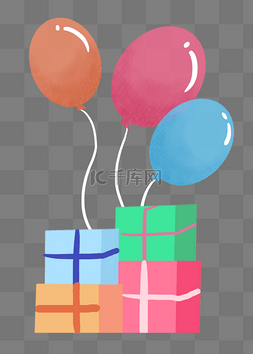 彩色气球礼品盒礼物盒