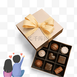 巧克力礼盒图片_创意情侣卡通实物巧克力情人节礼