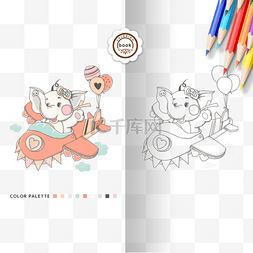 小象给树浇水图片_coloring book 小象涂色卡