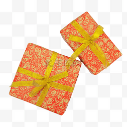 红色黄色红色丝带图片_七夕情人节节日 红色礼物盒