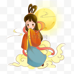 中秋节黄色嫦娥奔月PNG