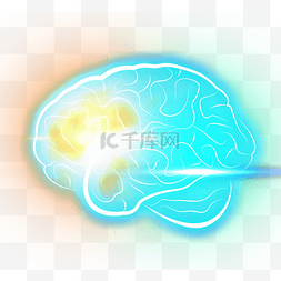科技大脑大脑图片_创意感发光头脑抽象图案