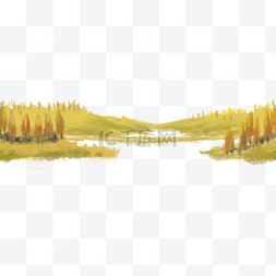 大树草地素材图片_黄色圆弧草地元素