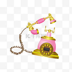 通讯电话图片_复古粉色通讯电话