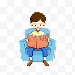 坐在长椅上的看书图片_男孩坐沙发学英语