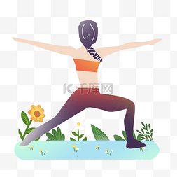 运动生活女孩练瑜伽背影素材