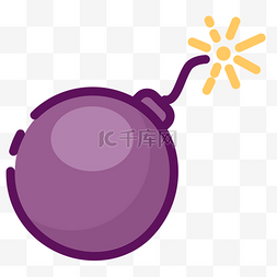 炸弹卡通图片_紫色创意炸弹图标元素