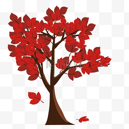 秋天的绿植图片_秋天的红色树叶插画