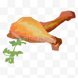 美味鸡腿肉食插画