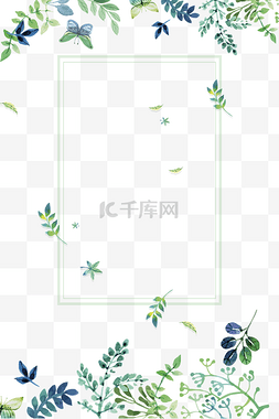 夏日边框海报图片_小清新绿色花草边框纹理