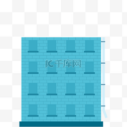 卡通蓝色的建筑楼房