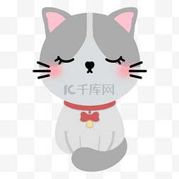 可爱动物卡通灰色小猫