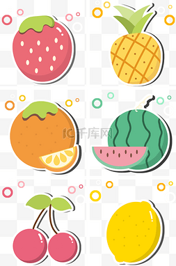 柠檬背行李图片_夏日卡通水果贴纸套图夏天