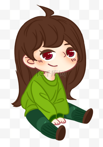 坐着的卡通女孩