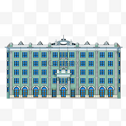 手绘风格国外酒店建筑