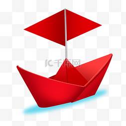 小船的图片_红色的船