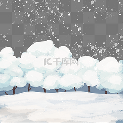 冬天积雪树木雪景