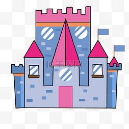 蓝色卡通城堡建筑