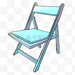蓝色折叠木椅
