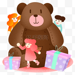 狗熊插画图片_六一儿童节大狗熊插画