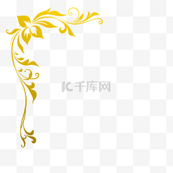 植物花卉花框图片_金色花草角框