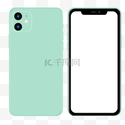 手机双图片_绿色iPhone11双摄手机模型