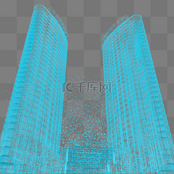 商业大楼仰视图片_现代楼空间城市仰视科技光点线蓝