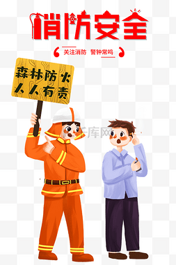 创意卡通消防安全防火人人有责