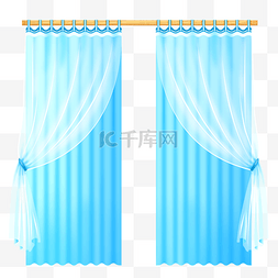 蓝色双层窗帘