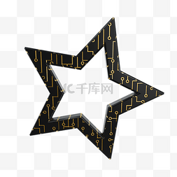 立体几何金属科技图片_科技感黑金立体五角星
