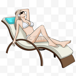比基尼背影卡通图片_夏季海边度假的泳装美女
